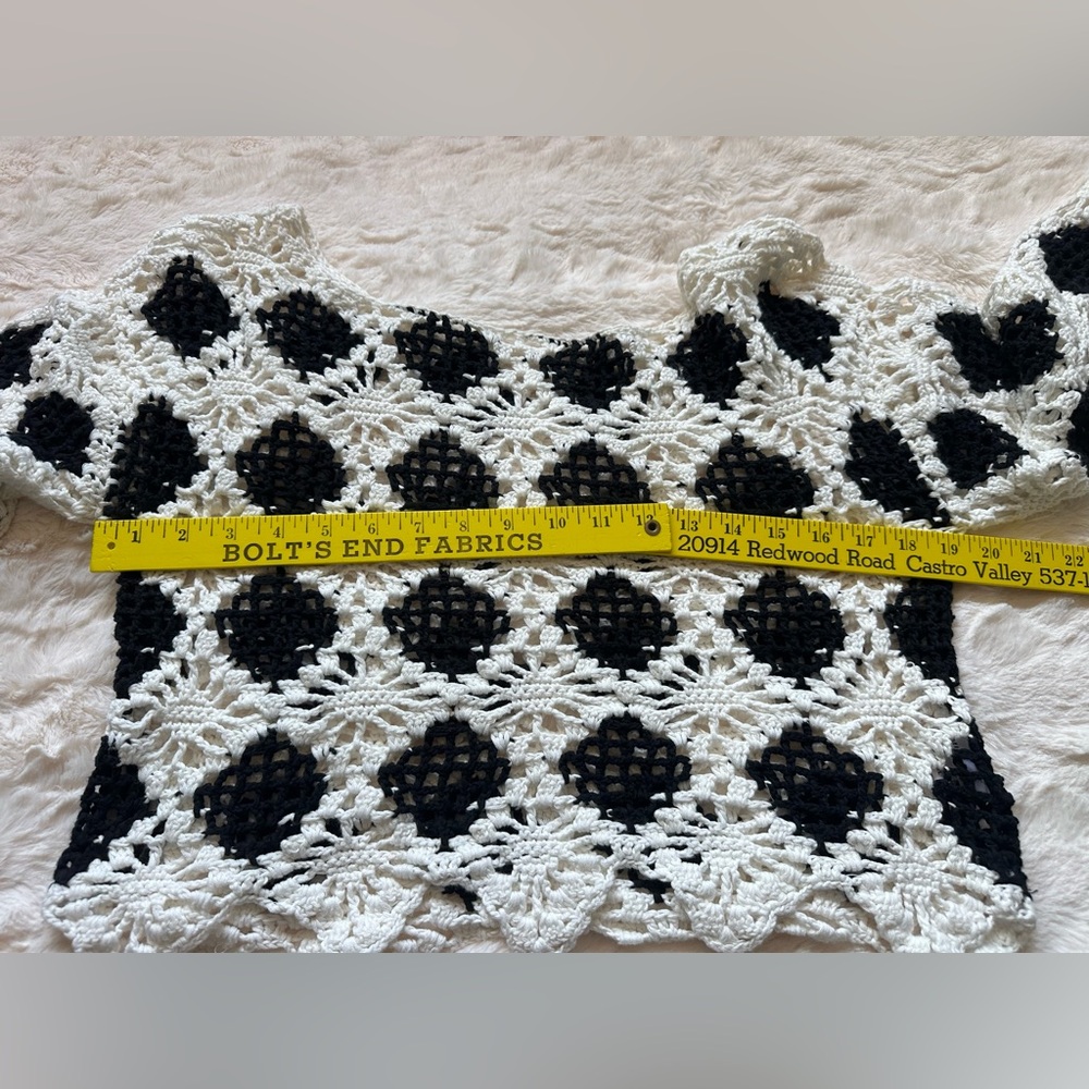 Miss Sixty Black and White Crochet Diamond shape Sweater Size M/L - Picture 5 of 16